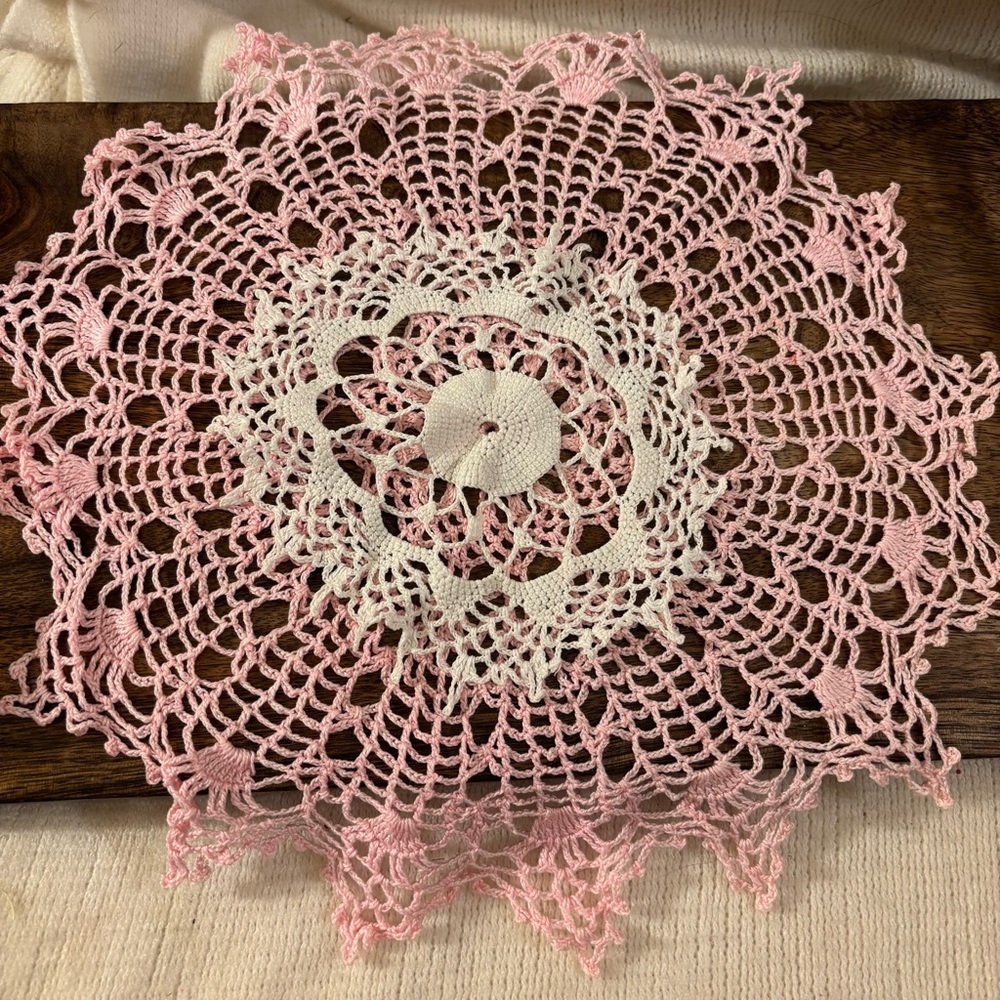 Handmade White Crochet Doilies Set